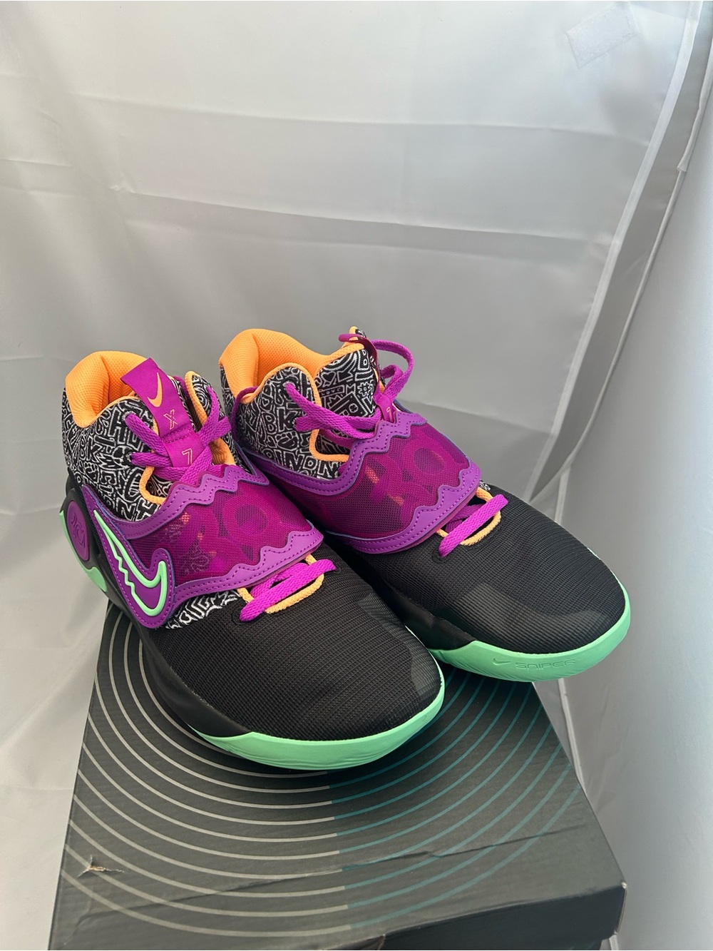 Nike KD Trey 5 X Black Purple Mint Green Orange Accent Kids Sneakers Men’s Sz 12